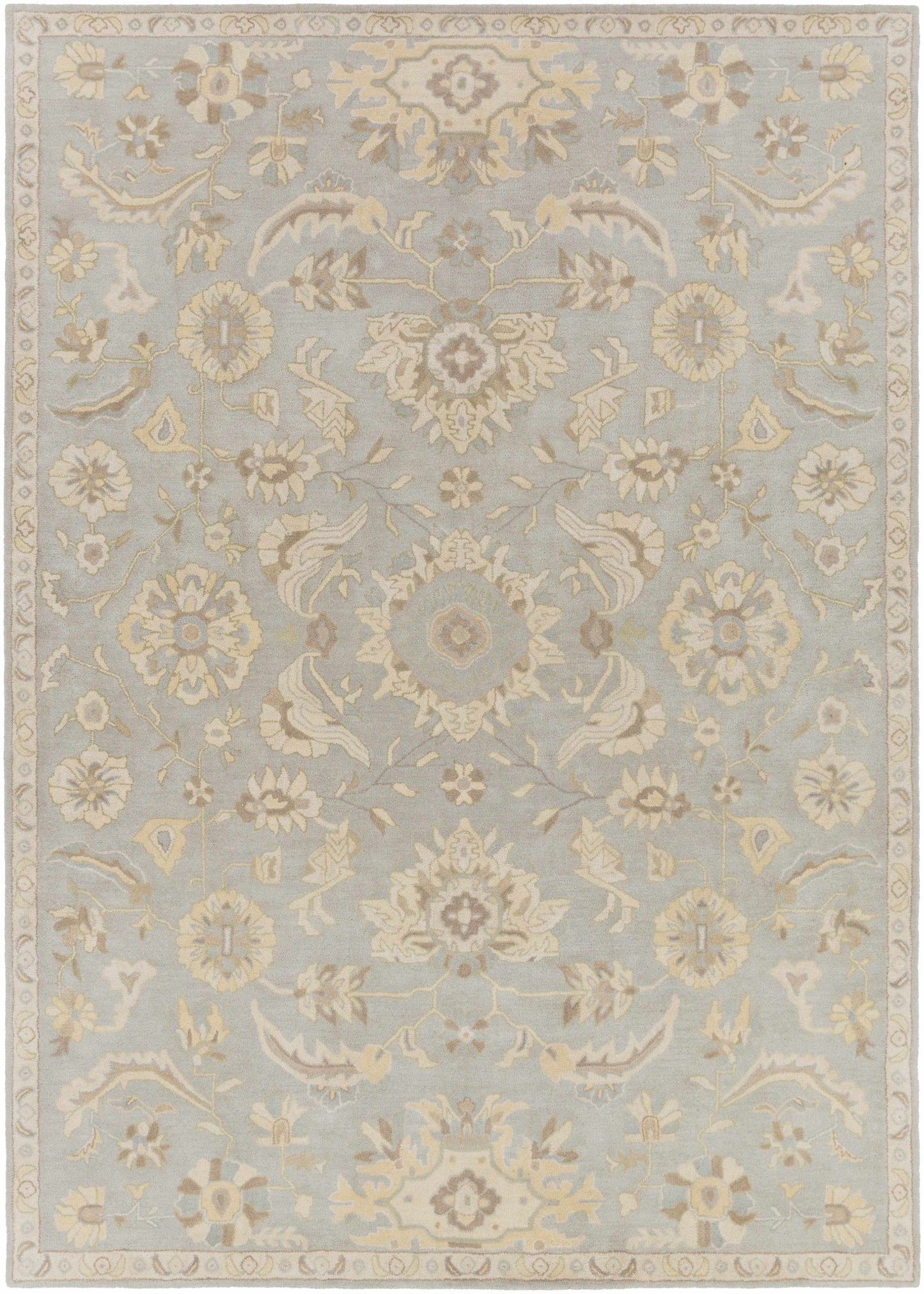 Pale Blue Traditional Wool Rug - 8’ x 11’ Rectangle - Boutique Rugs
