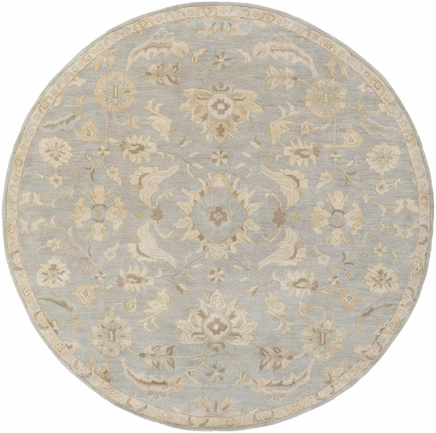 Pale Blue Traditional Wool Rug - 8’ Round - Boutique Rugs