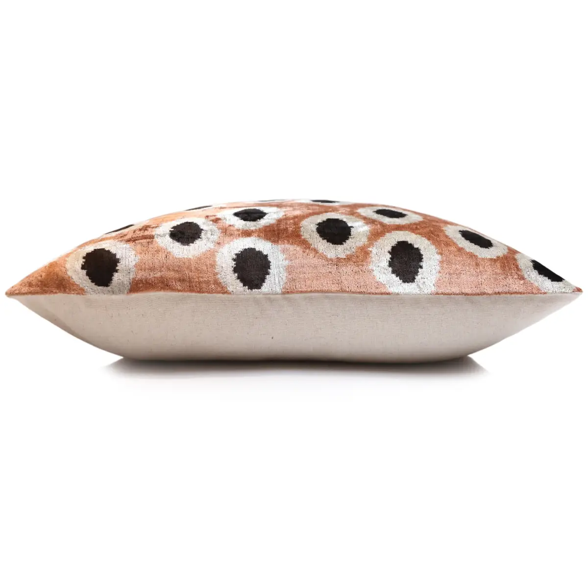 Copper Gold Black Dot Silk Velvet Lumbar Pillow – 16x24 Handmade Modern Cushion - Canvello