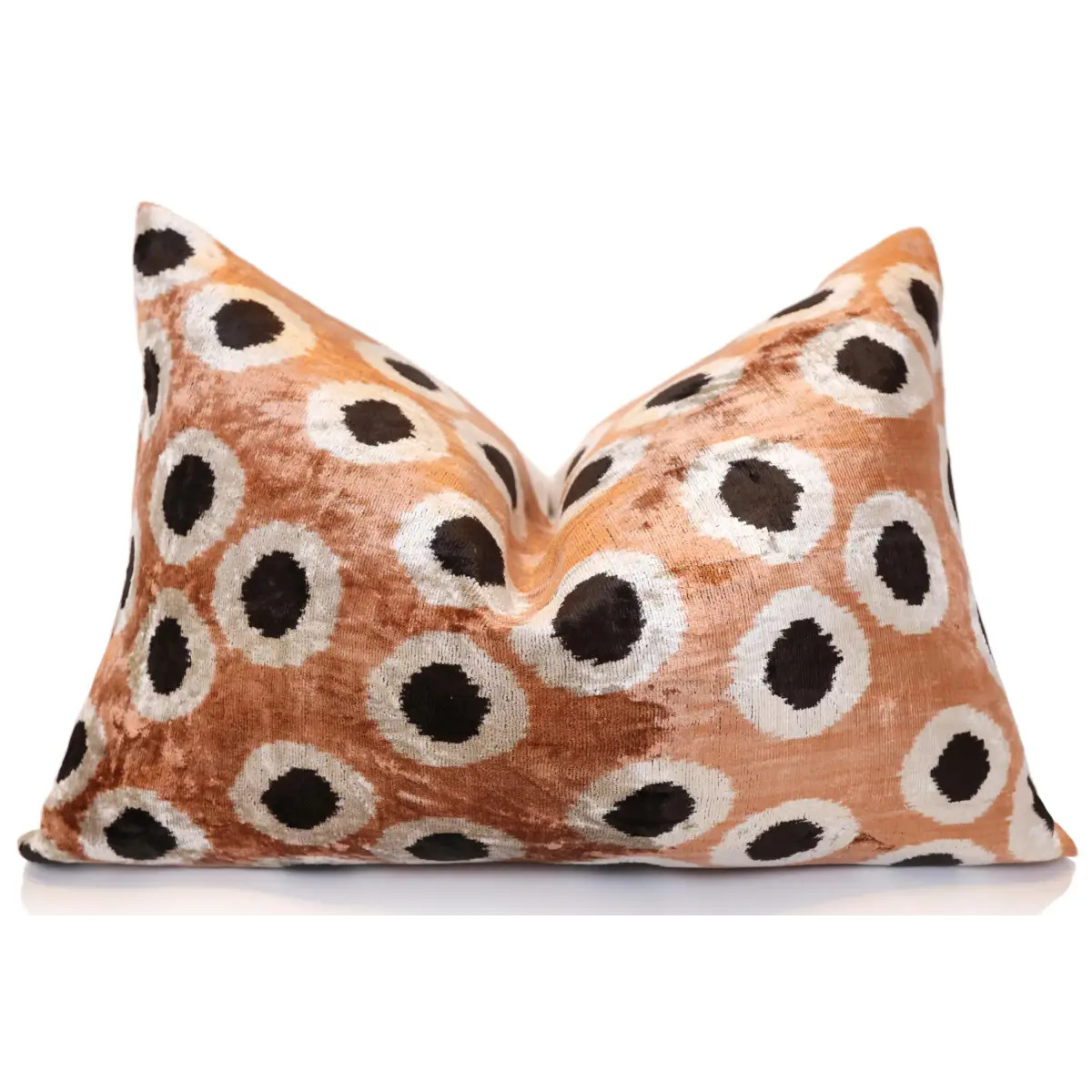 Copper Gold Black Dot Silk Velvet Lumbar Pillow – 16x24 Handmade Modern Cushion - Canvello
