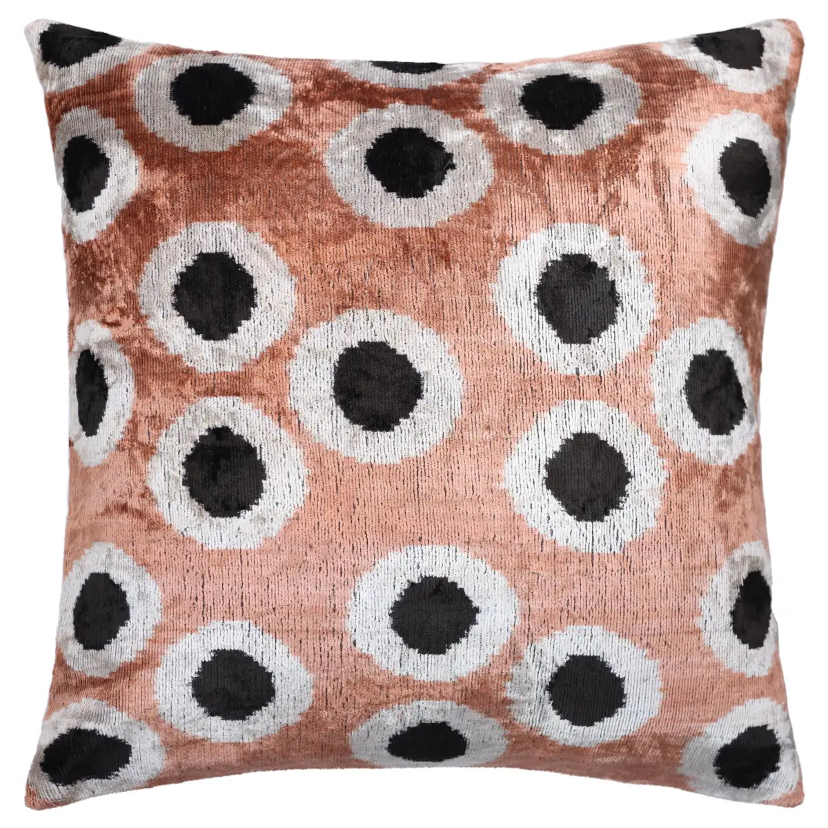 Copper Gold Black Dot Silk Velvet Pillow – 16x16 Handmade Modern Cushion - Canvello