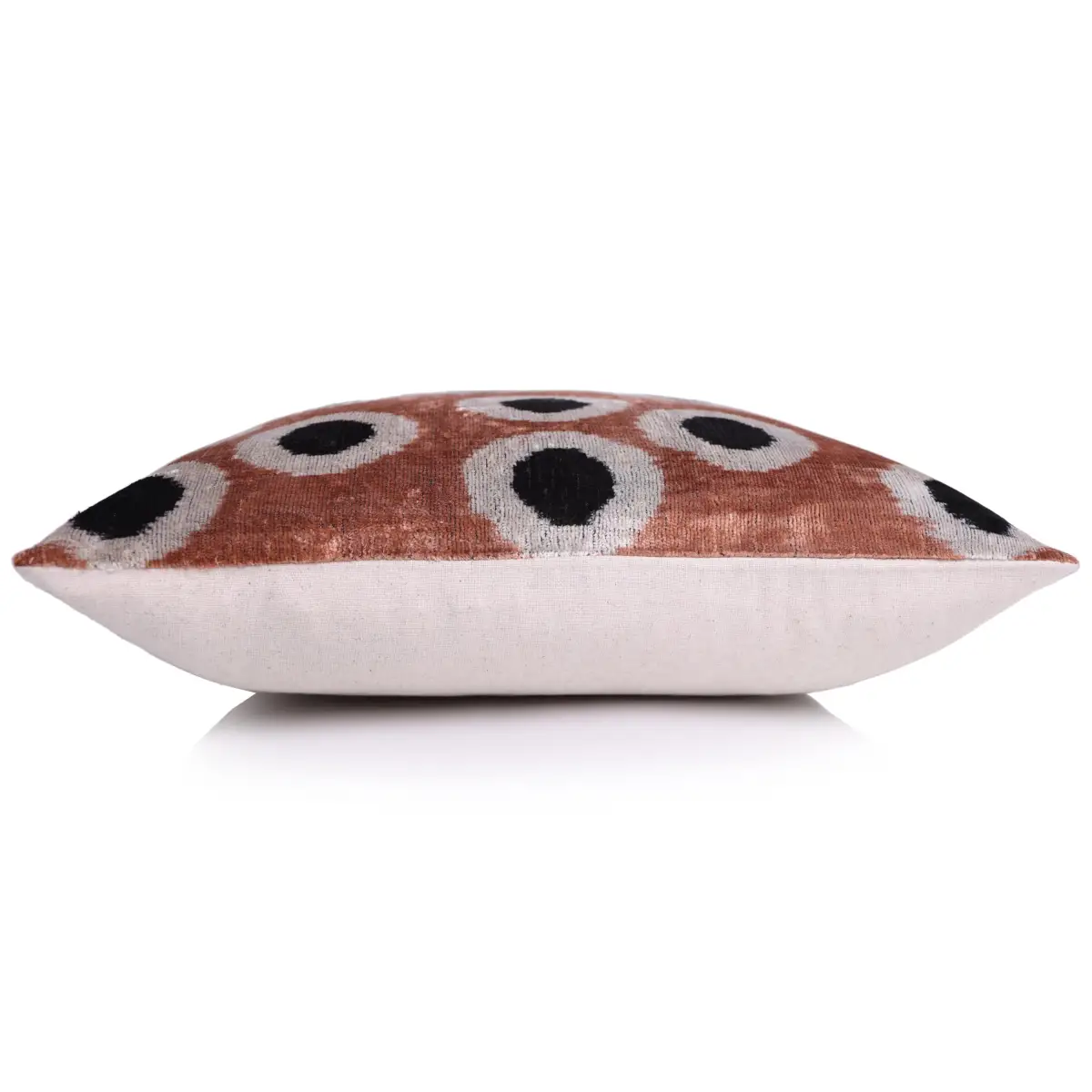 Copper Gold Black Dot Silk Velvet Pillow – 16x16 Handmade Modern Cushion - Canvello