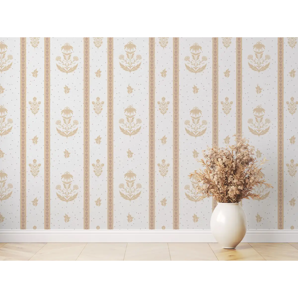 Cordelia Wallpaper - Floral Cottage Stripe - by Danelys Sidron - Loomwell Home Goods