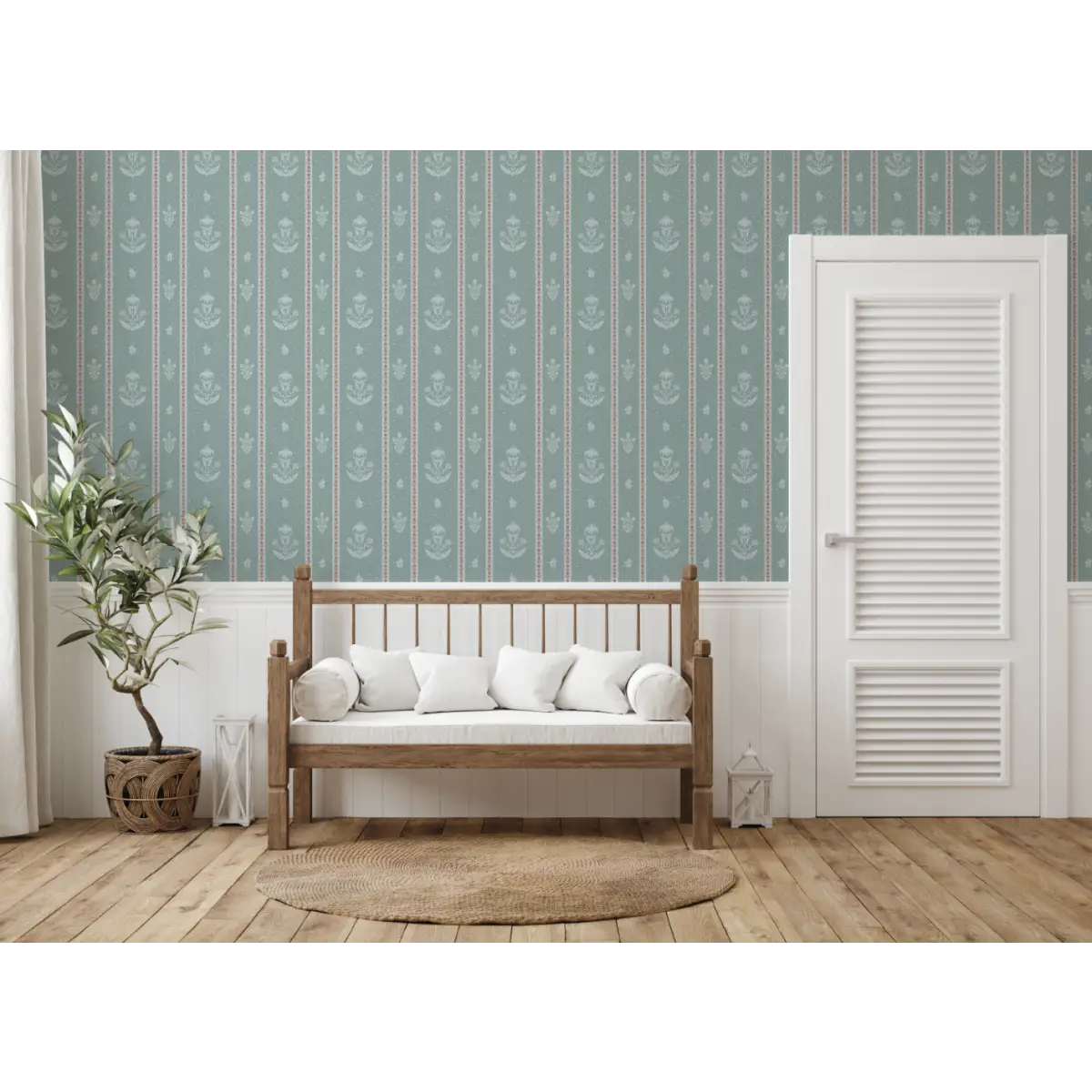 Cordelia Wallpaper - Floral Cottage Stripe - by Danelys Sidron - Loomwell Home Goods