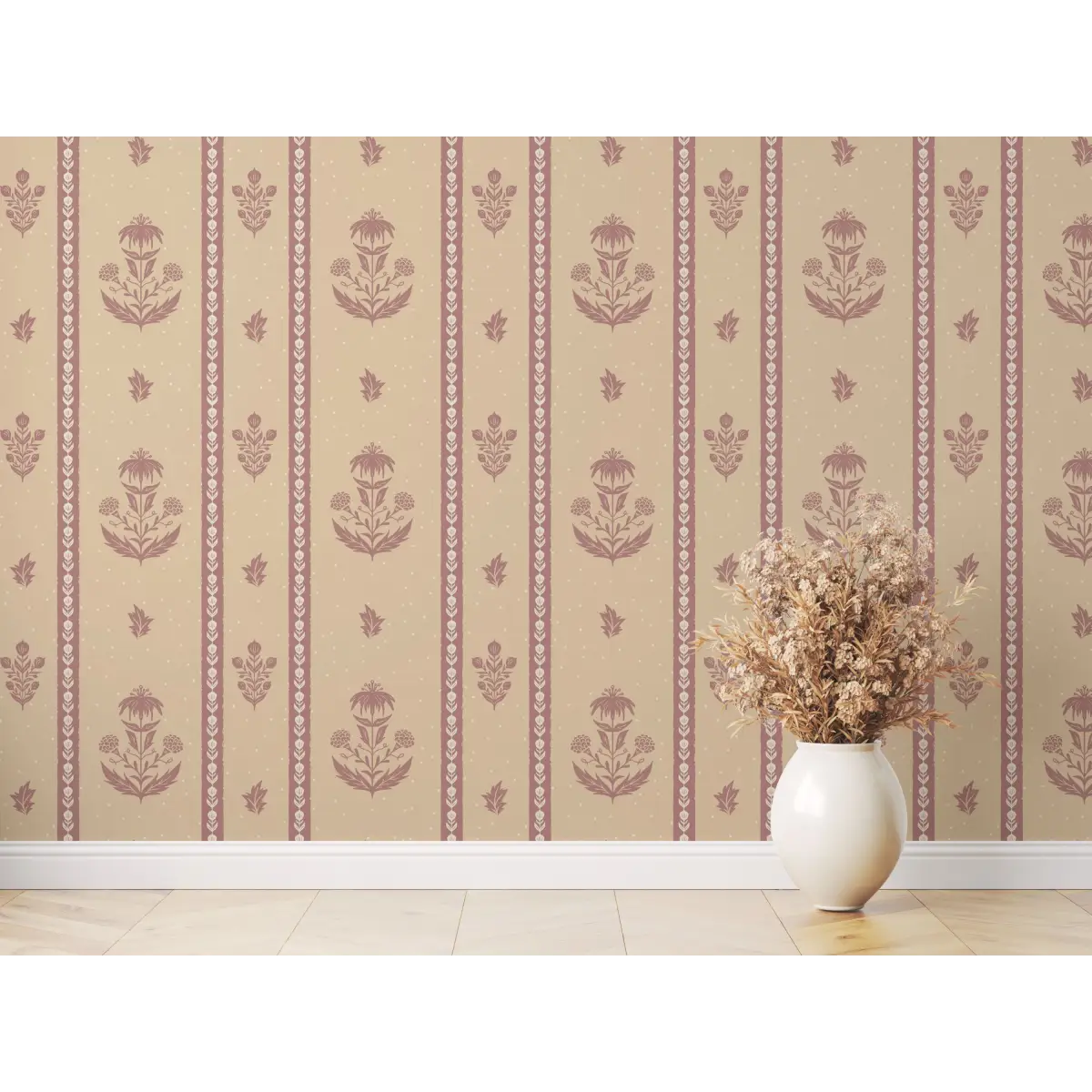 Cordelia Wallpaper - Floral Cottage Stripe - by Danelys Sidron - Loomwell Home Goods