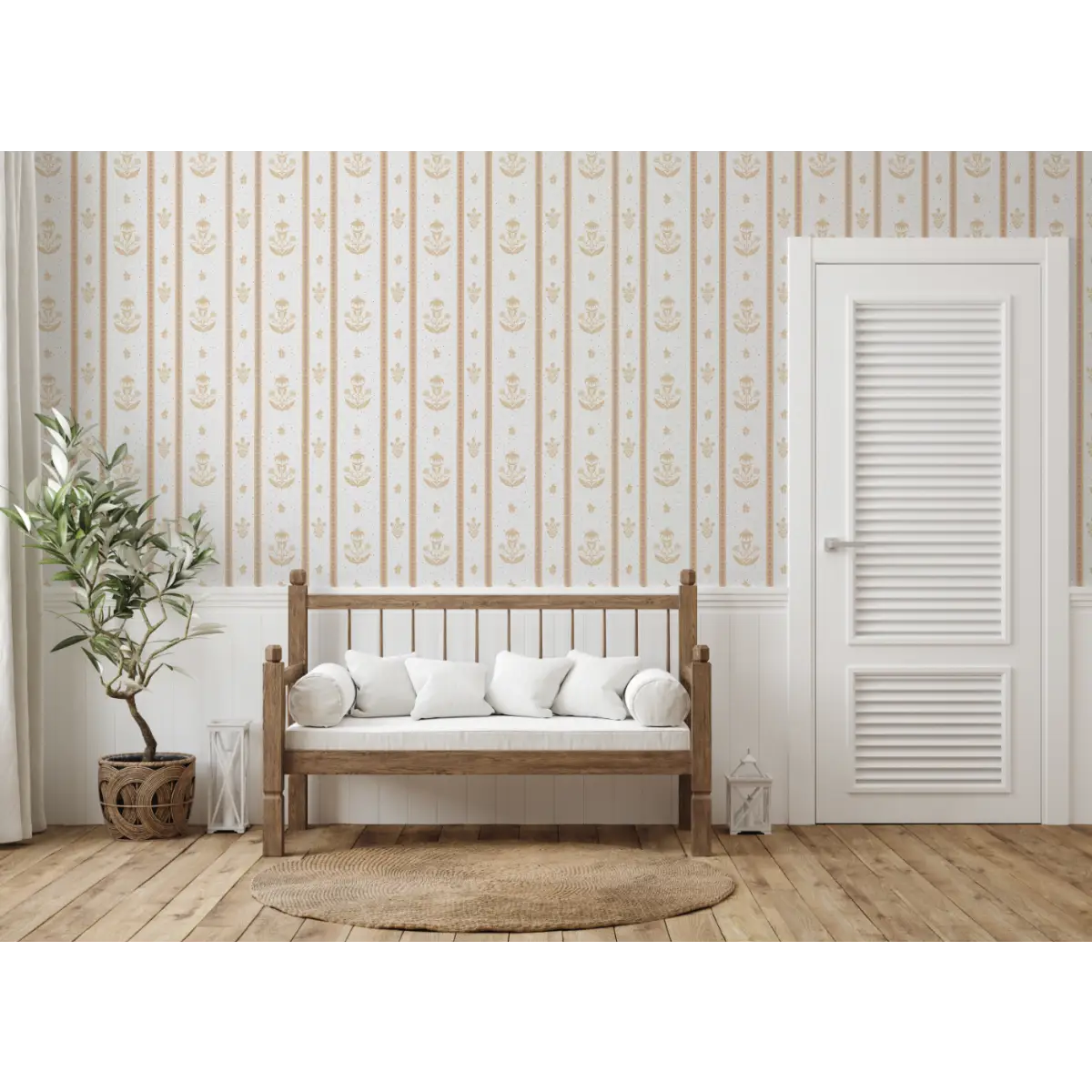 Cordelia Wallpaper - Floral Cottage Stripe - by Danelys Sidron - Loomwell Home Goods