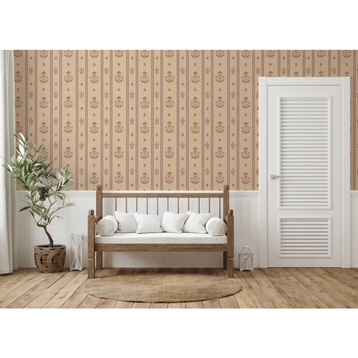 Cordelia Wallpaper - Floral Cottage Stripe - by Danelys Sidron - Loomwell Home Goods