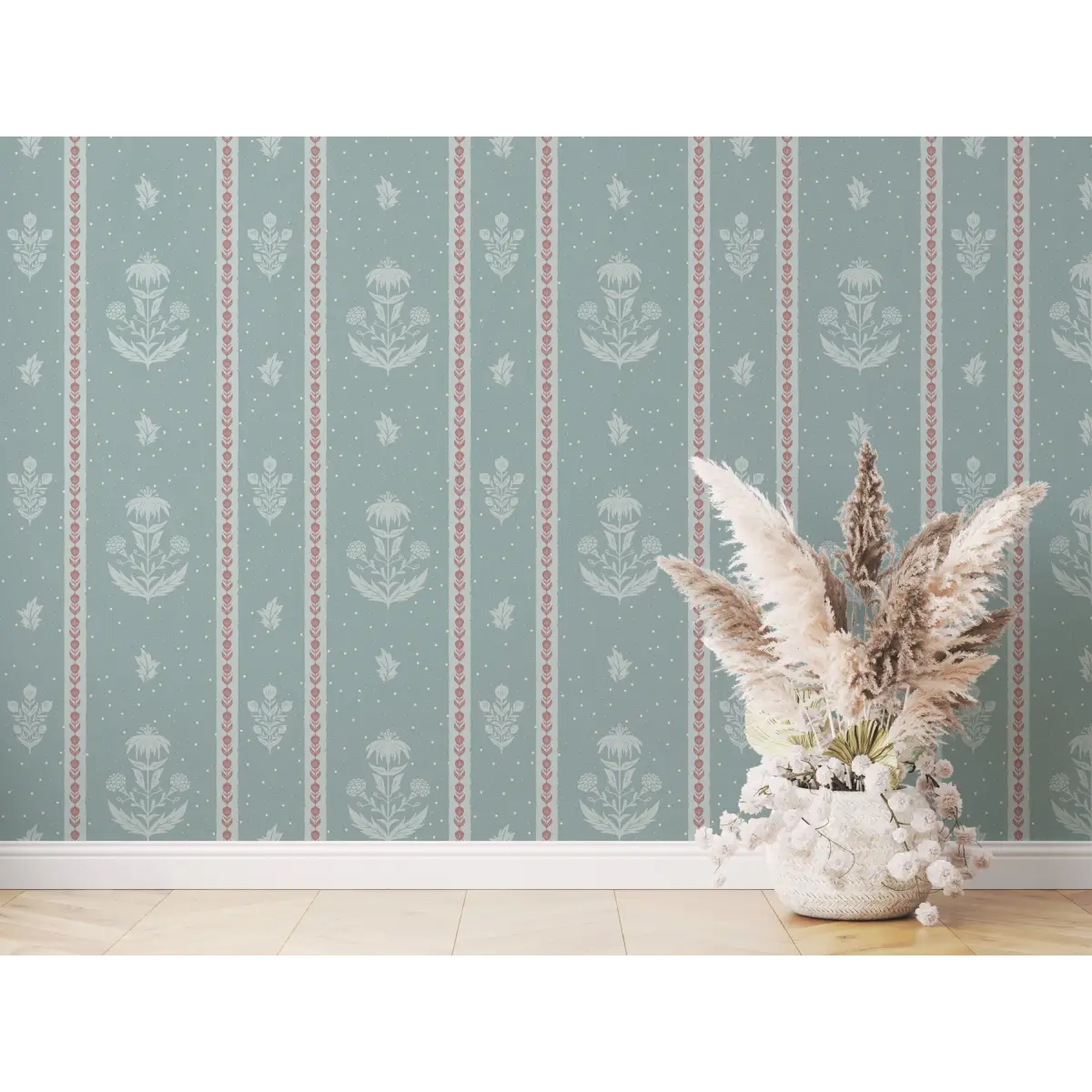 Cordelia Wallpaper - Floral Cottage Stripe - by Danelys Sidron - Loomwell Home Goods