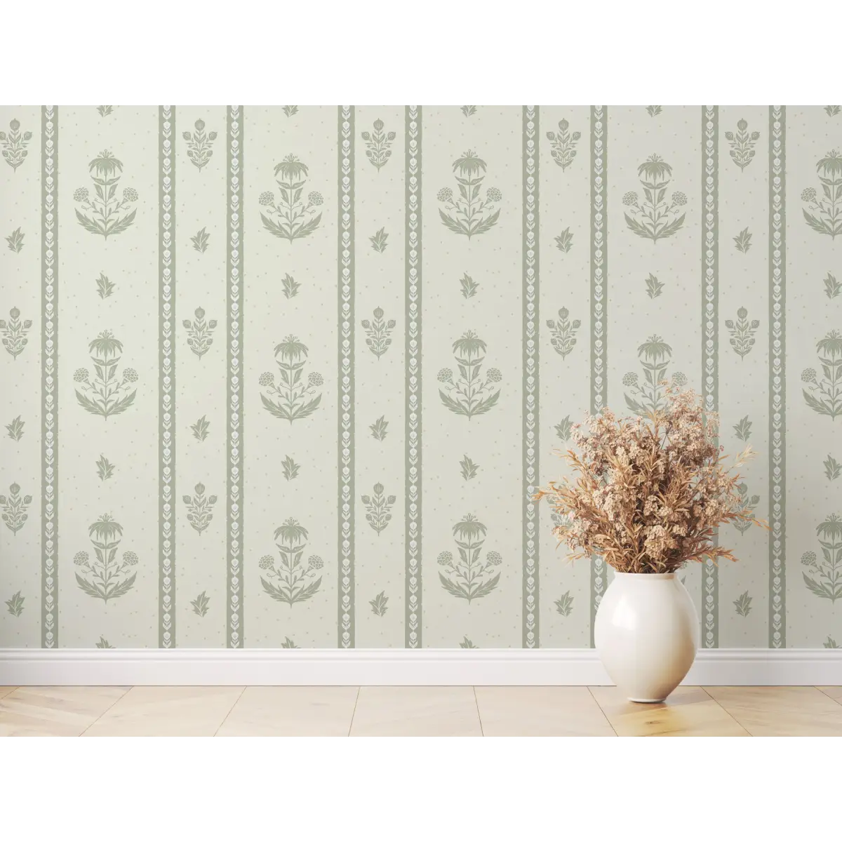 Cordelia Wallpaper - Floral Cottage Stripe - by Danelys Sidron - Loomwell Home Goods
