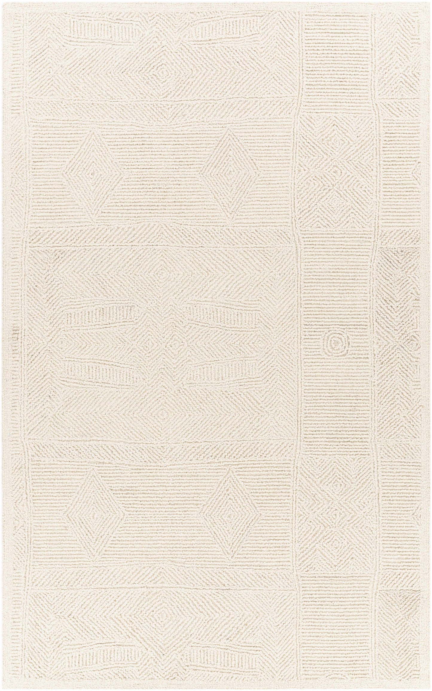 Neutral Textured Wool Area Rug - 5’ x 7’6’’ Rectangle - Boutique Rugs