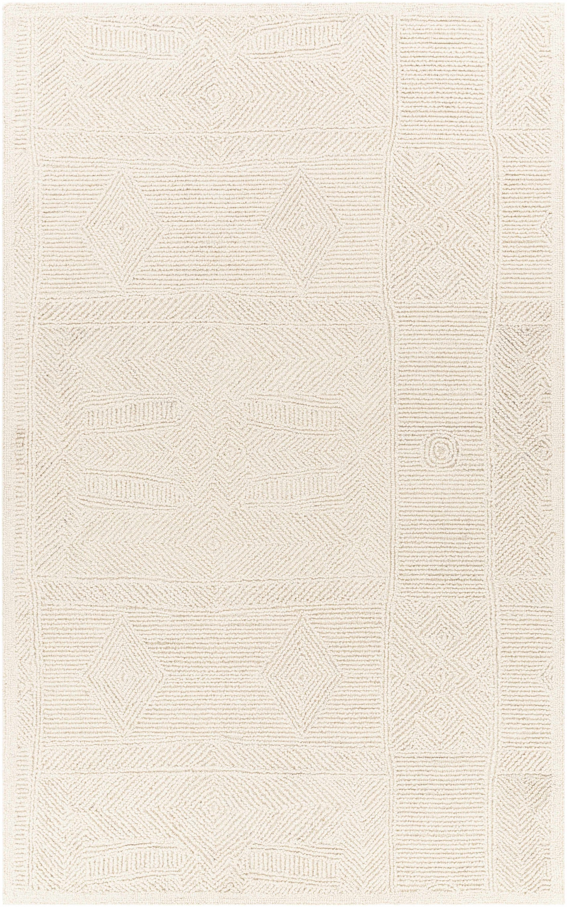 Neutral Textured Wool Area Rug - 5’ x 7’6’’ Rectangle - Boutique Rugs