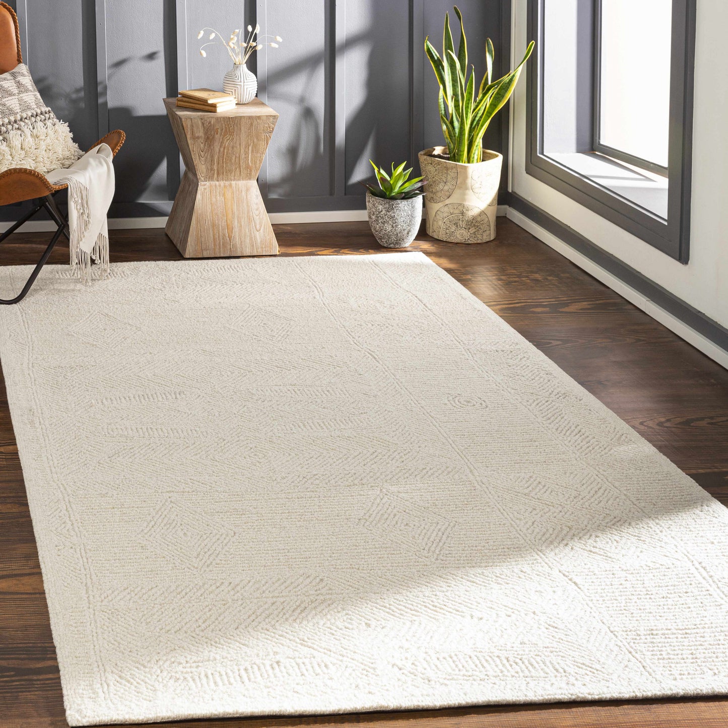 Neutral Textured Wool Area Rug - Boutique Rugs