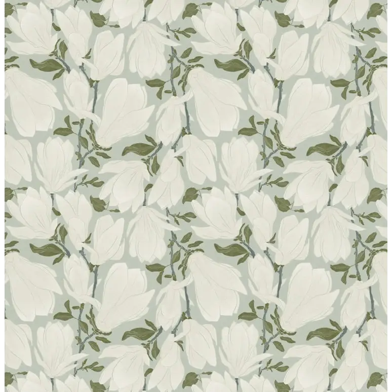 Cornelia Wallpaper - Relaxed Floral - by Marie Erstad Studio - Sample 1 foot by 1 foot / Mint - Loomwell Home Goods