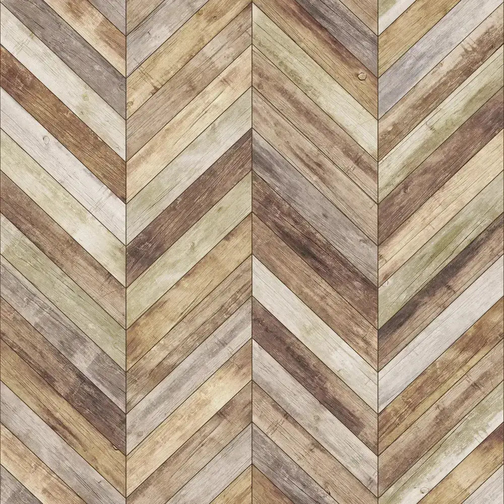 Courtney Wallpaper - Chevron Wood Pattern - Sample 1 foot by 1 foot - Loomwell Home Goods