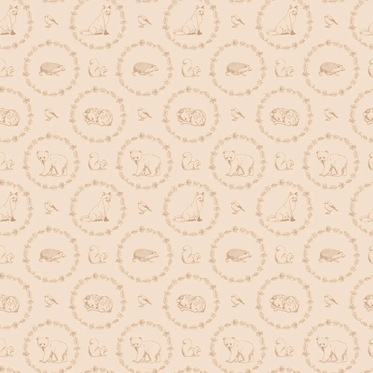 Covey Wallpaper - Elegant Forest Animals - by Fede Volpato - Sample 1 foot by 1 foot / Neutral - Loomwell Home Goods