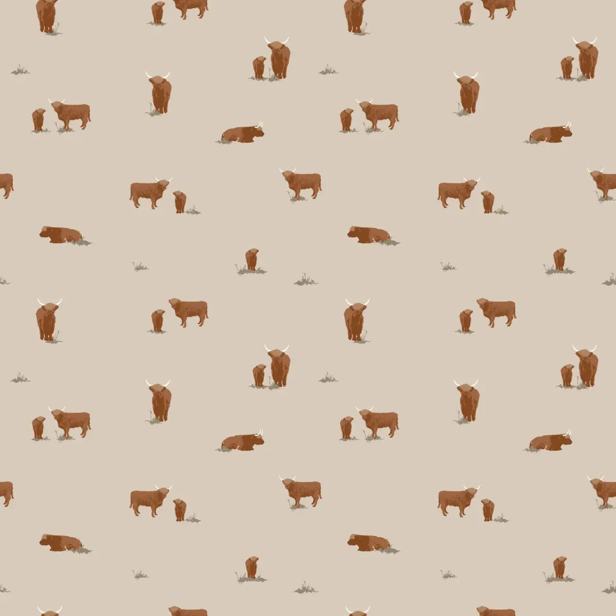 Highland Cow Wallpaper - Country - by Saranoni - Loomwell Home Goods