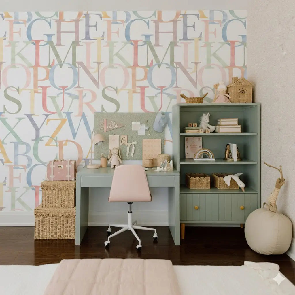 Coy Wallpaper - Alphabet - Large Scale - by Fede Volpato - Loomwell Home Goods