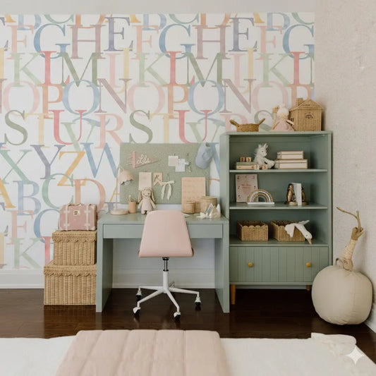 Coy Wallpaper - Alphabet - Large Scale - by Fede Volpato - Loomwell Home Goods