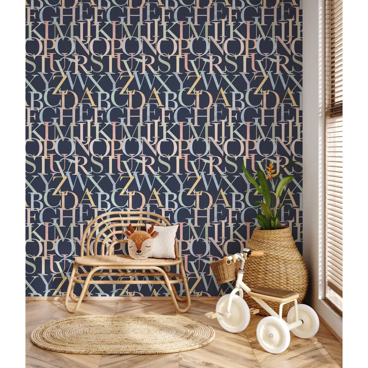 Coy Wallpaper - Alphabet - Large Scale - by Fede Volpato - Loomwell Home Goods