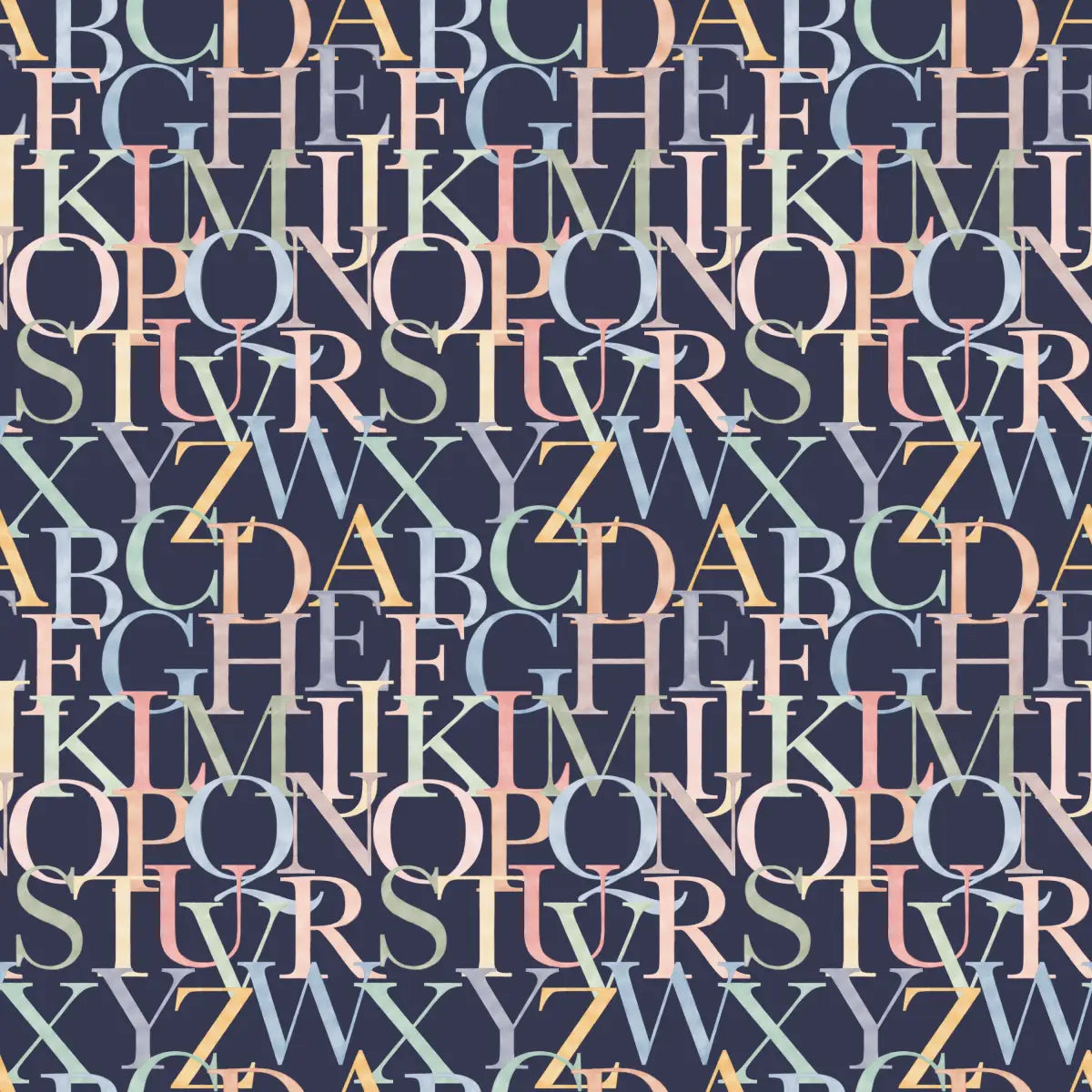 Coy Wallpaper - Alphabet - Large Scale - by Fede Volpato - Sample 1 foot by 1 foot / Navy - Loomwell Home Goods