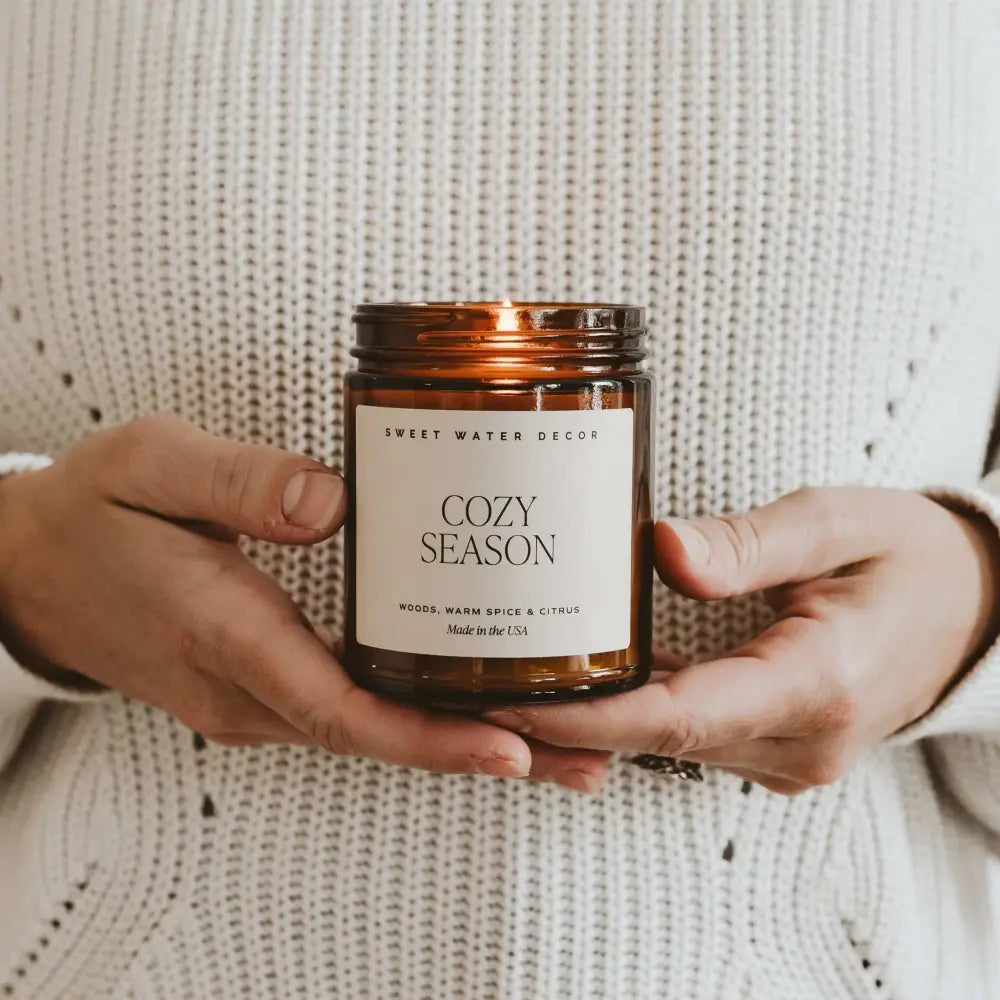 Cozy Season Soy Candle - Amber Jar - 9 oz - Sweet Water Decor