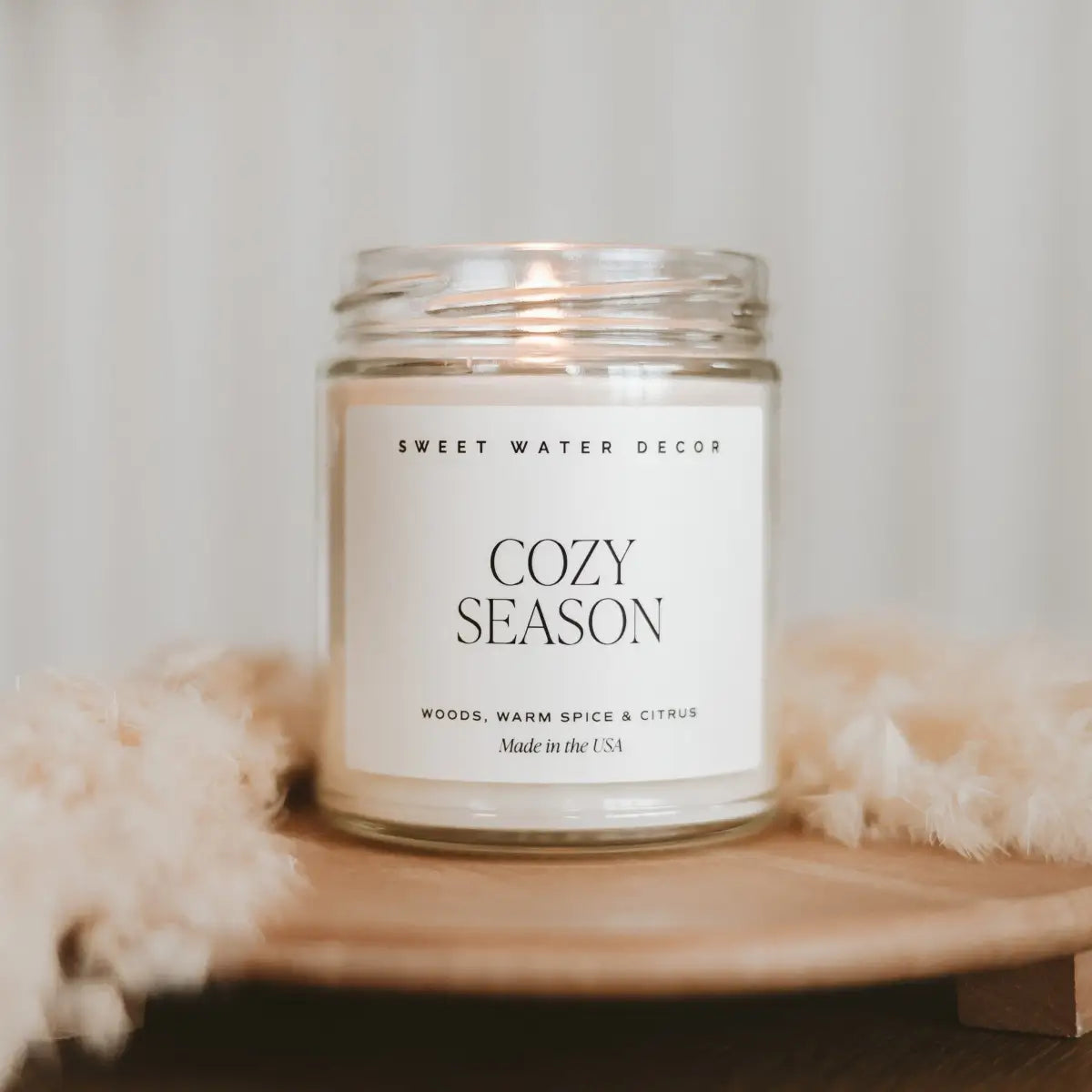 Cozy Season Soy Candle - Clear Jar - 9 oz - Sweet Water Decor