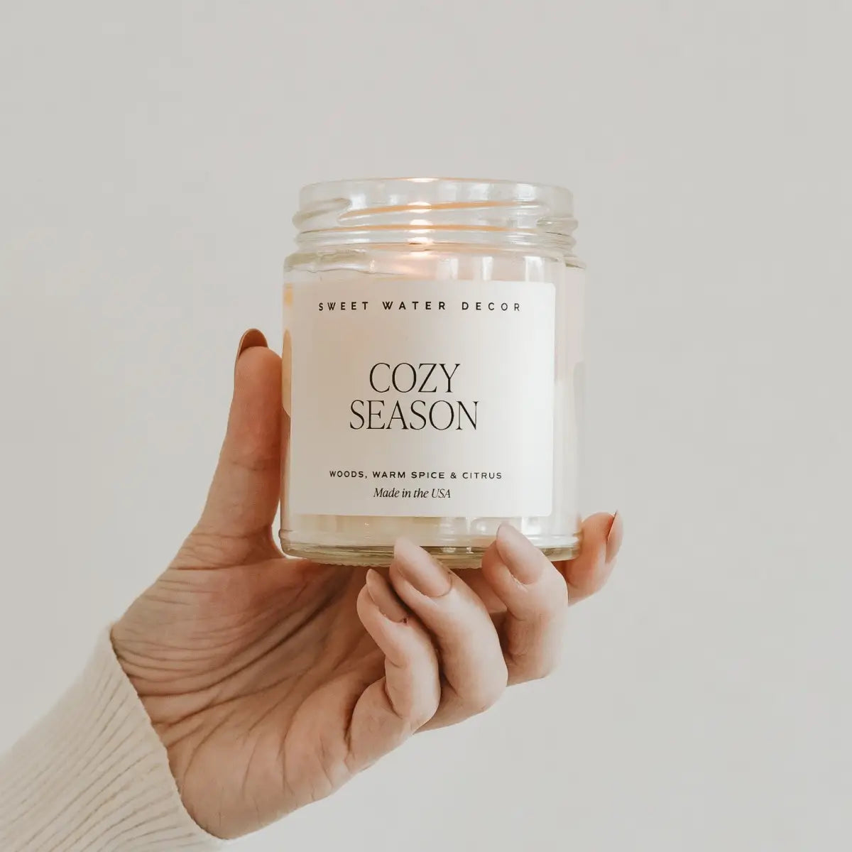 Cozy Season Soy Candle - Clear Jar - 9 oz - Sweet Water Decor