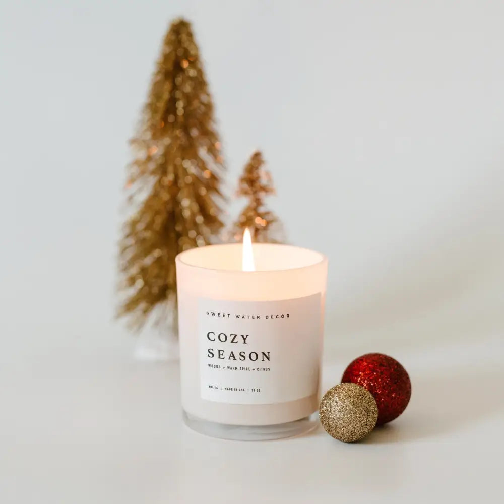 Cozy Season Soy Candle - White Jar - 11 oz - Sweet Water Decor