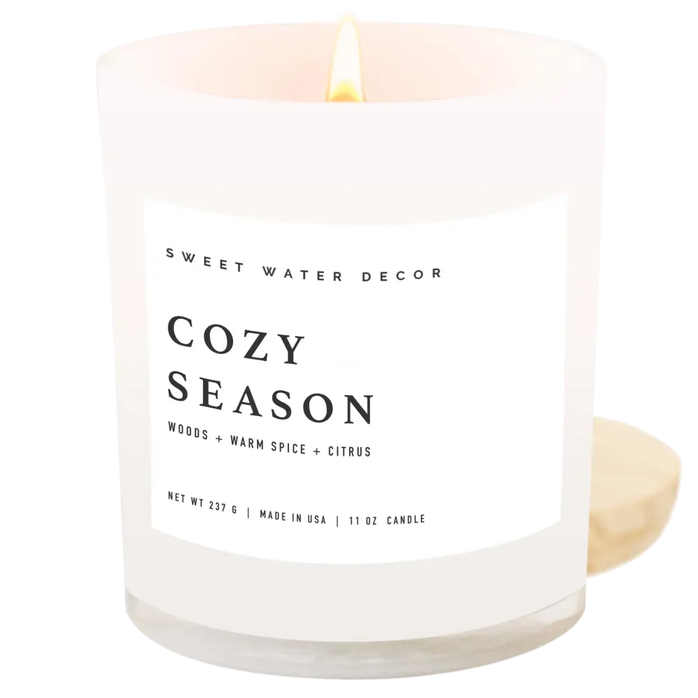 Cozy Season Soy Candle - White Jar - 11 oz - Sweet Water Decor