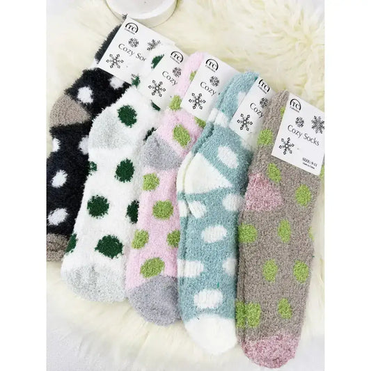 Cozy Soft Spa Polkadot Socks - Gray/Blue - Love and Repeat