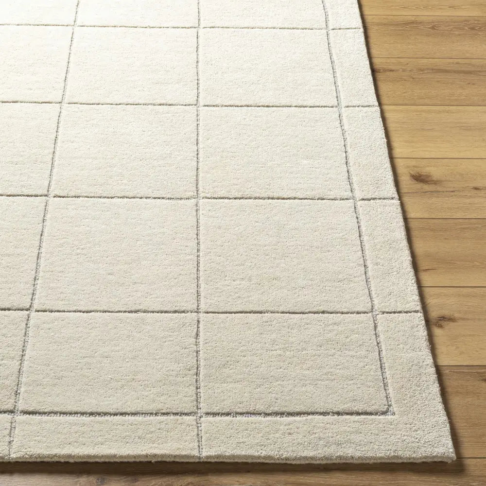 Cream Checkered Wool Area Rug - Boutique Rugs