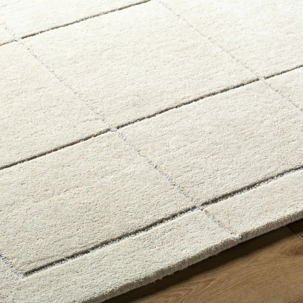Cream Checkered Wool Area Rug - Boutique Rugs