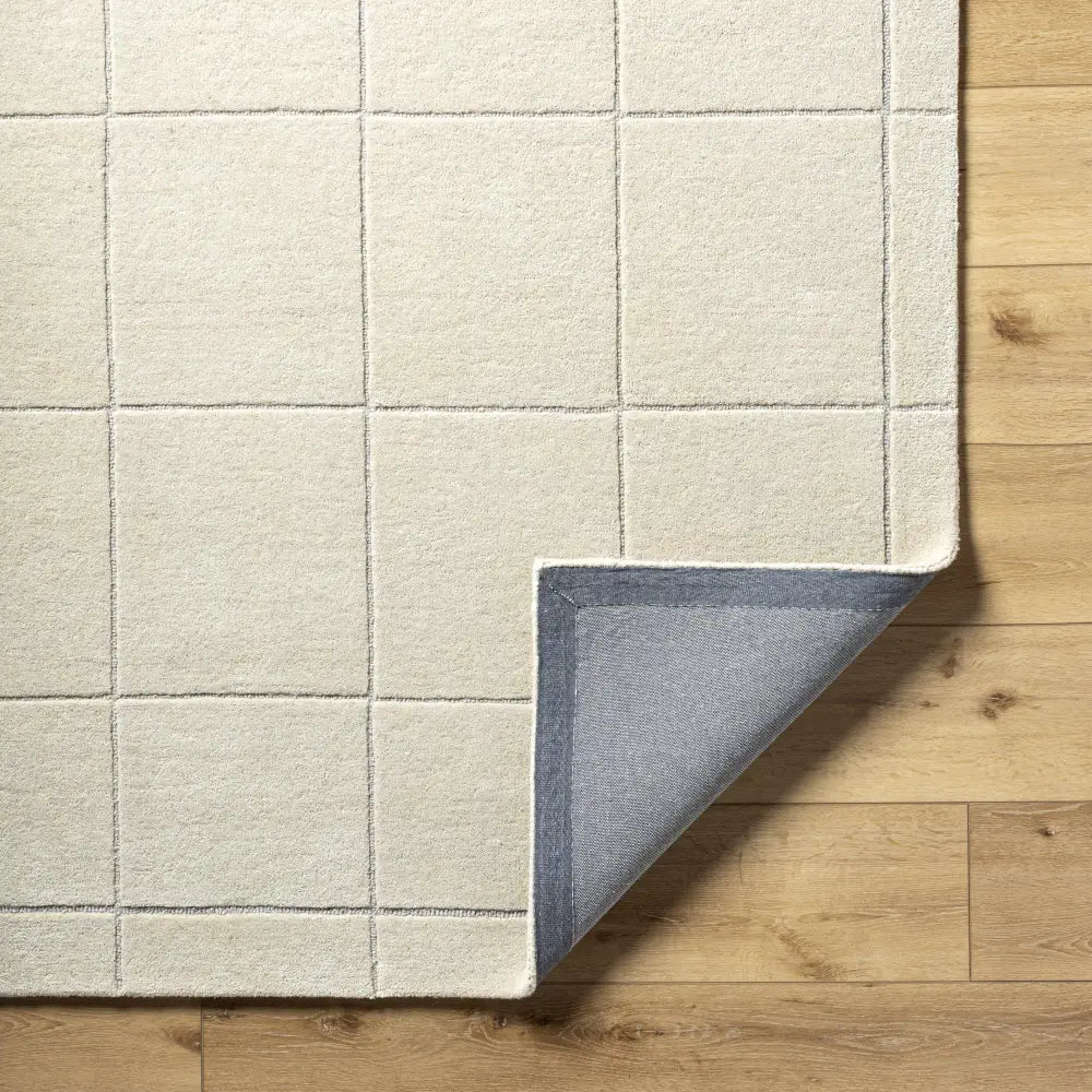 Cream Checkered Wool Area Rug - Boutique Rugs