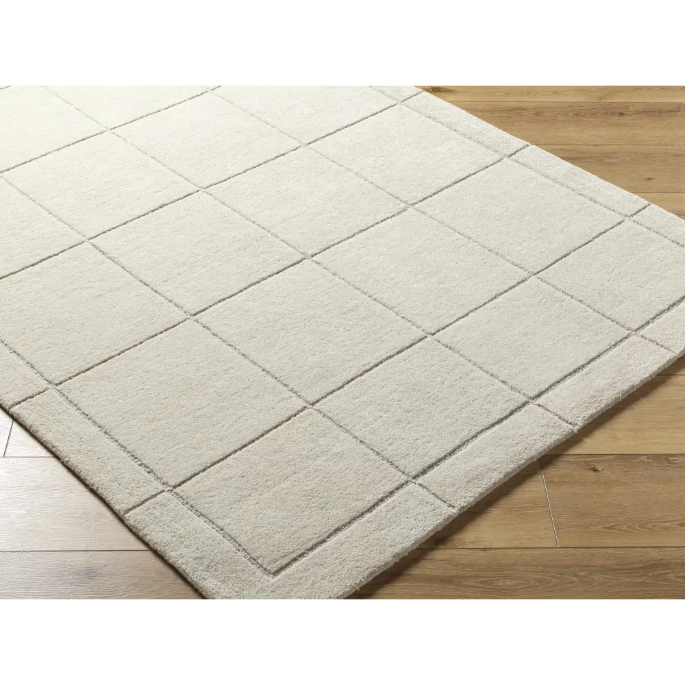 Cream Checkered Wool Area Rug - Boutique Rugs