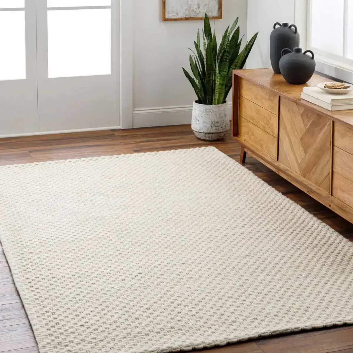 Cream Hand Woven Wool Blend Area Rug - Boutique Rugs