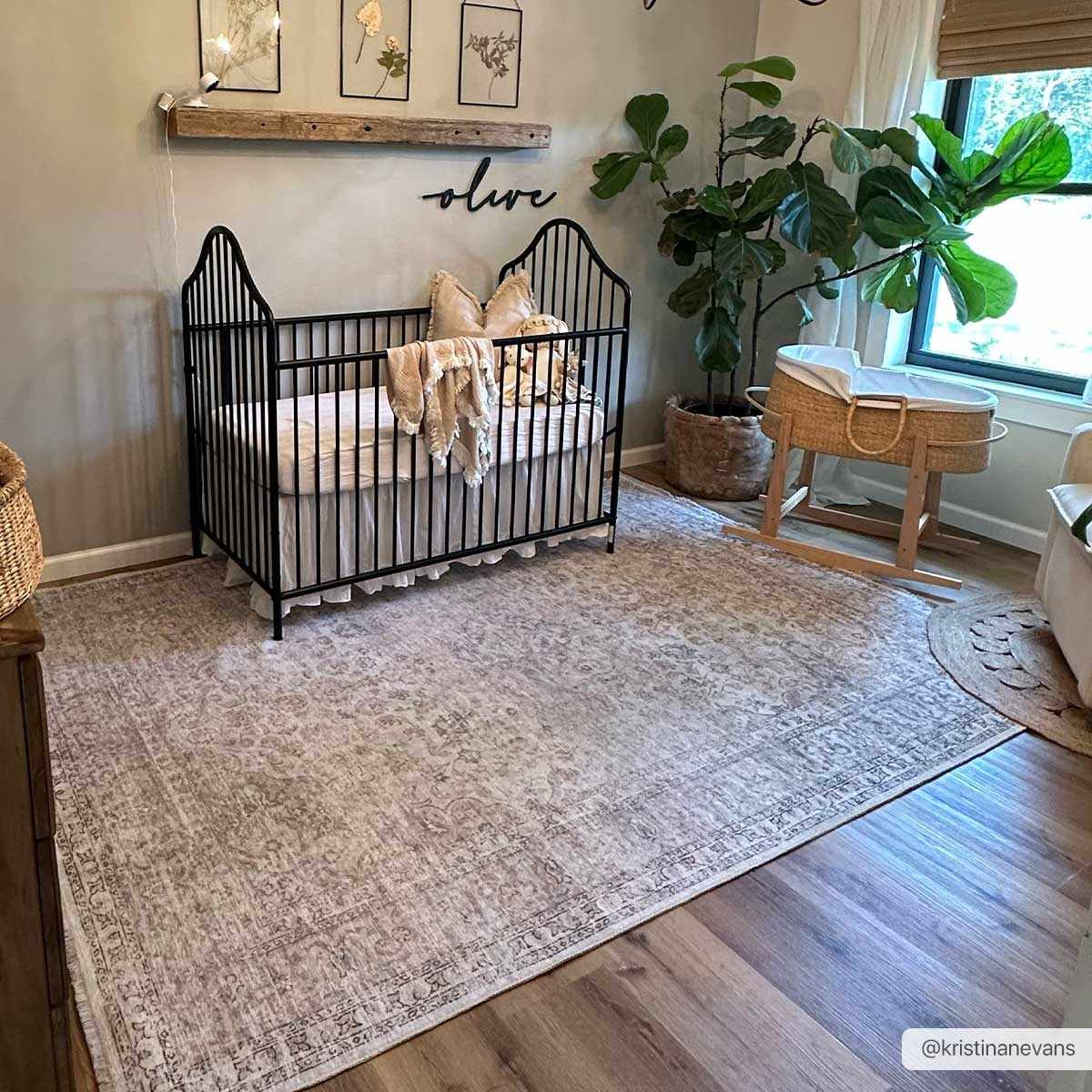 Cream Holi-2301 Washable Area Rug - 6’7’’x9’ Rectangle - Boutique Rugs