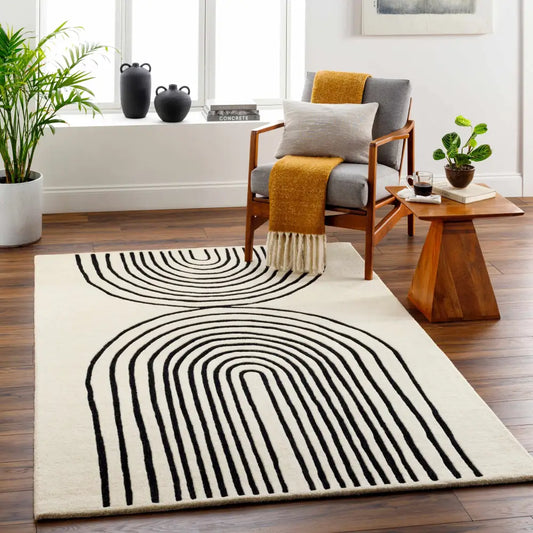 Cream Modern Arches Wool Rug - Boutique Rugs