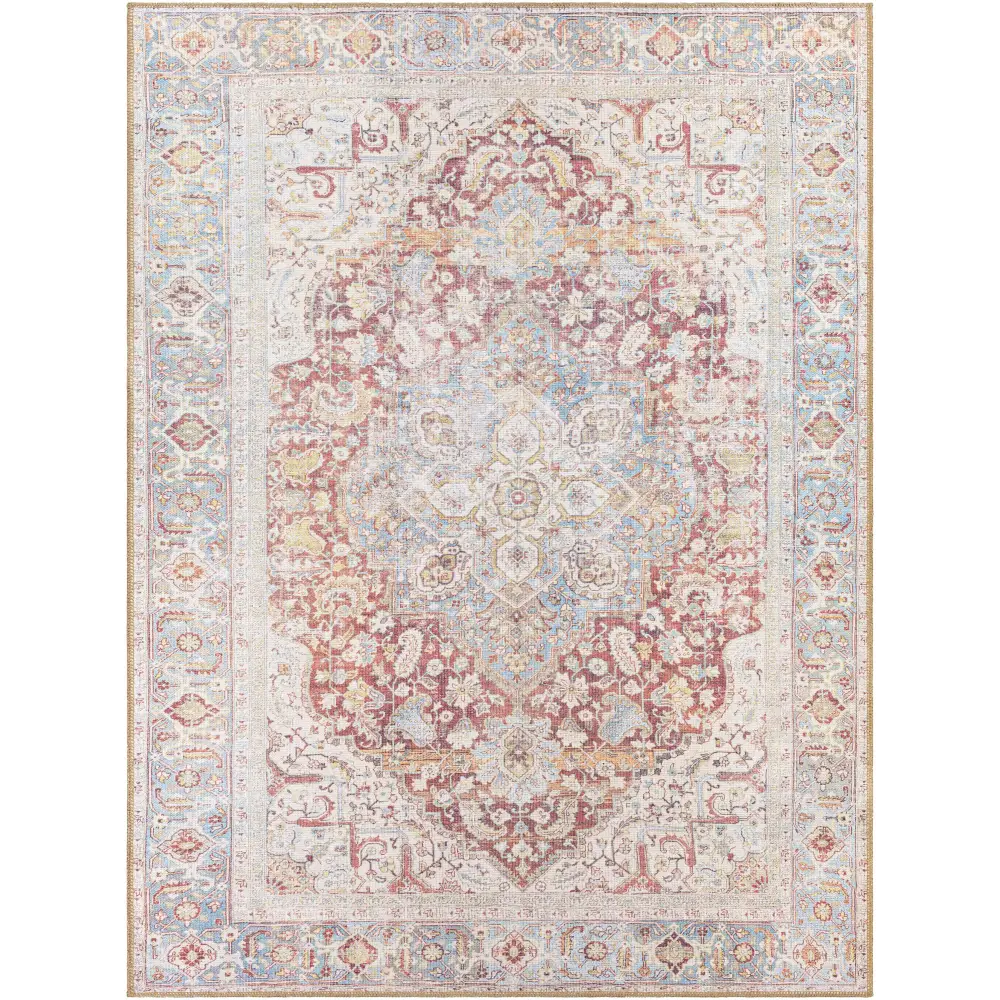 Cream Rust Leeston Vintage Washable Area Rug - Clearance - * 5’3’’ x 7’ Rectangle - Boutique Rugs
