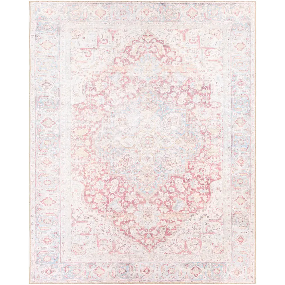 Cream Rust Leeston Vintage Washable Area Rug - Clearance - 7’6’’ x 9’6’’ Rectangle - Boutique Rugs
