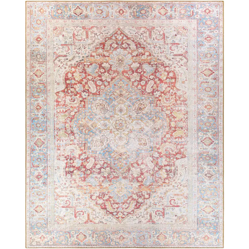 Cream Rust Leeston Vintage Washable Area Rug - Clearance - Boutique Rugs
