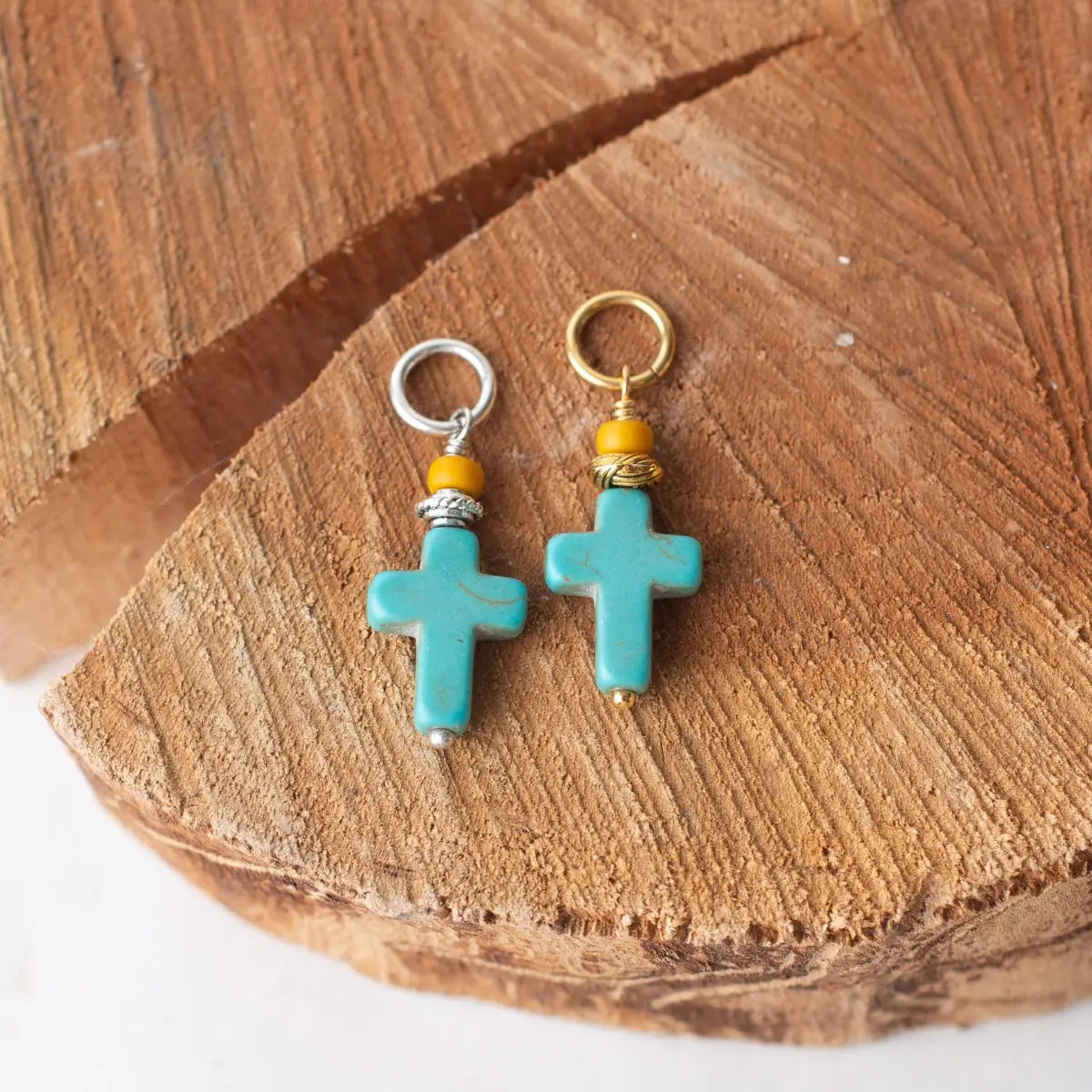 Turquoise Cross Charm - Necklace or Bracelet - Bel Kai
