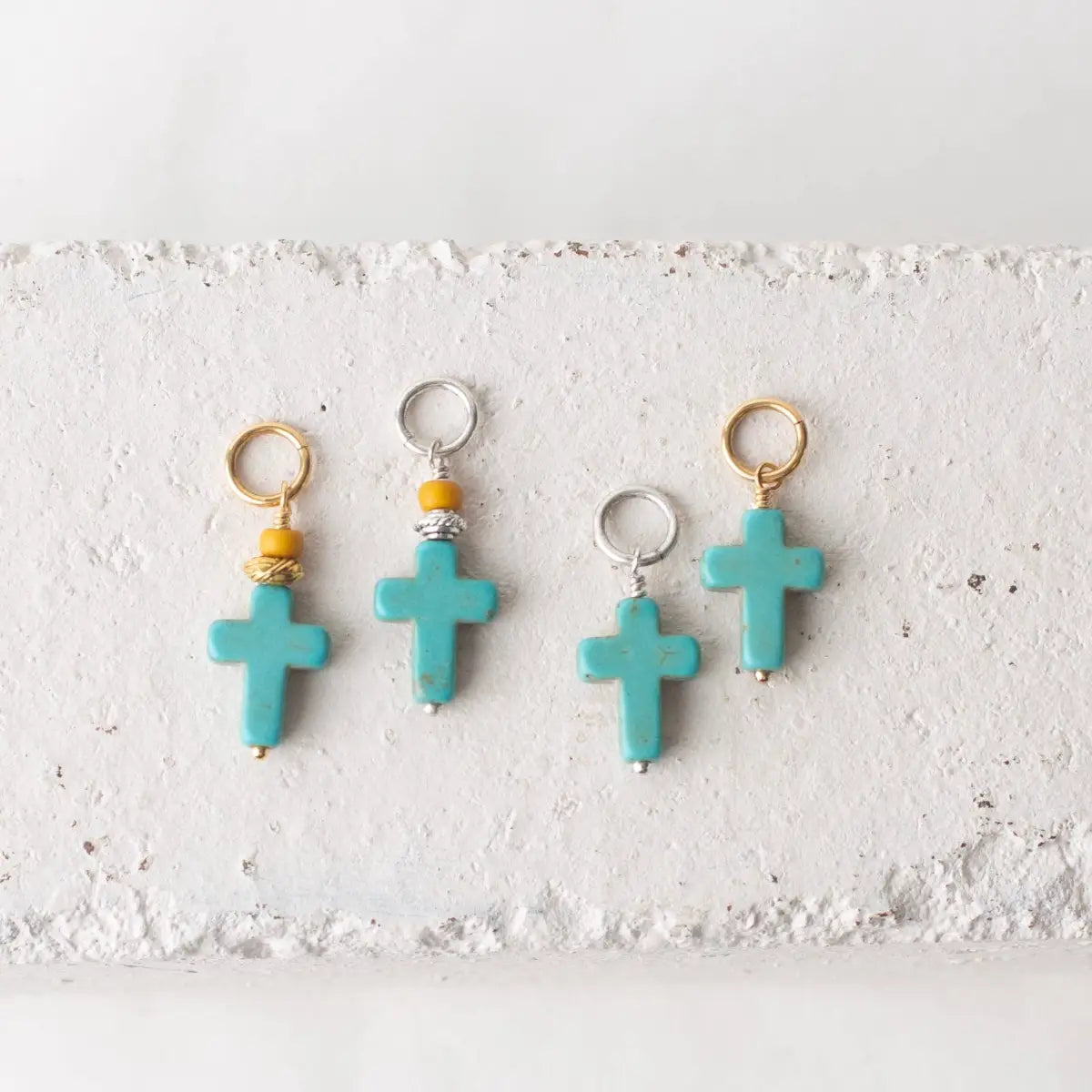 Turquoise Cross Charm - Necklace or Bracelet - Bel Kai