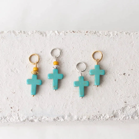 Turquoise Cross Charm - Necklace or Bracelet - Bel Kai