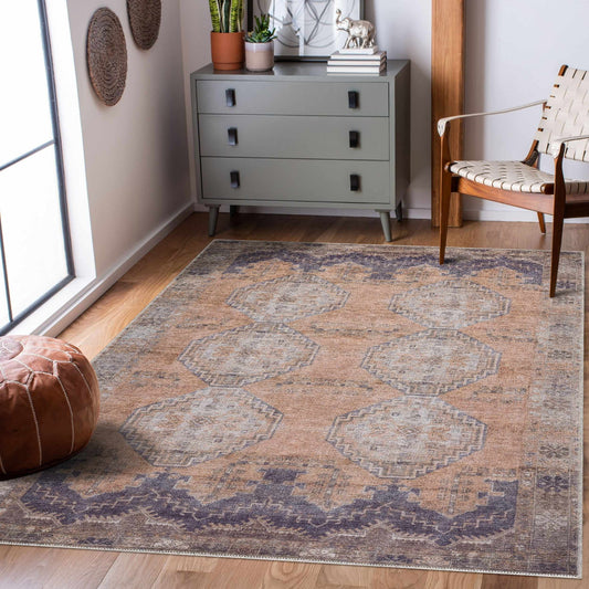 Carrabelle Peach Washable Area Rug - Clearance - Boutique Rugs
