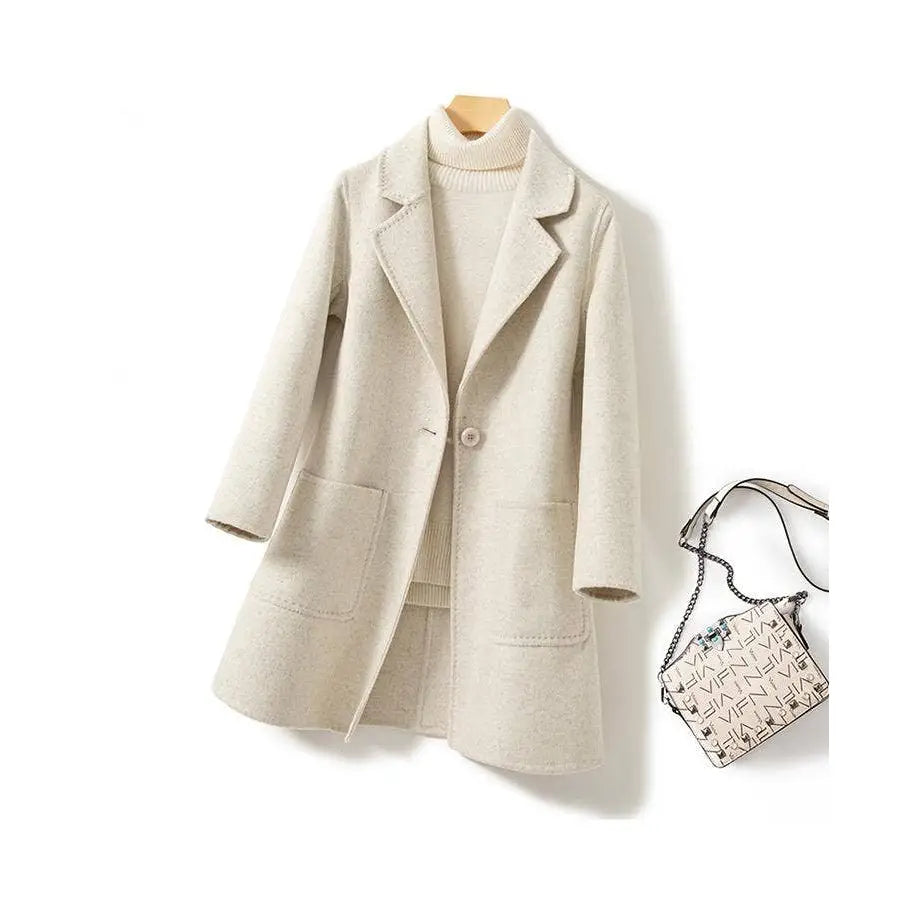 Womens Winter Coat - Classic Wool - Off White / S - Productseeker