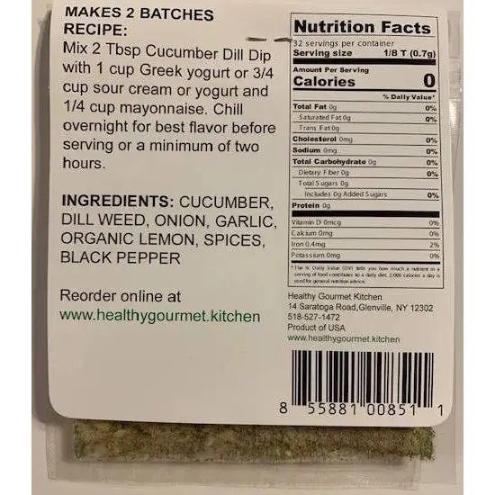 Dip Mix - Cucumber Dill - Healthy Gourmet Kitchen