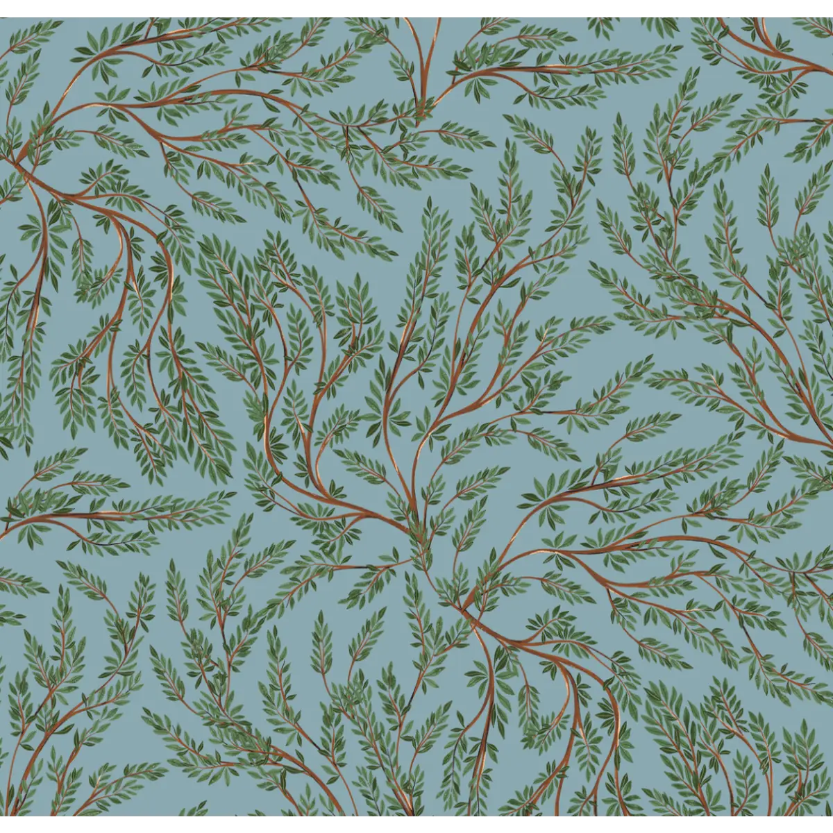Cullen Wallpaper - Natural Trees - Sample 1 foot by 1 foot / Blue - Loomwell Home Goods