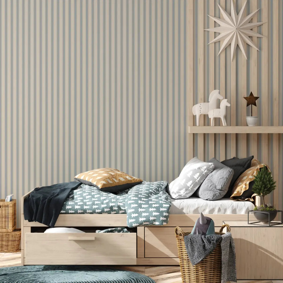 Curt Wallpaper - Neutral Stripe - by Hailey Kiefer Designs - Loomwell Home Goods
