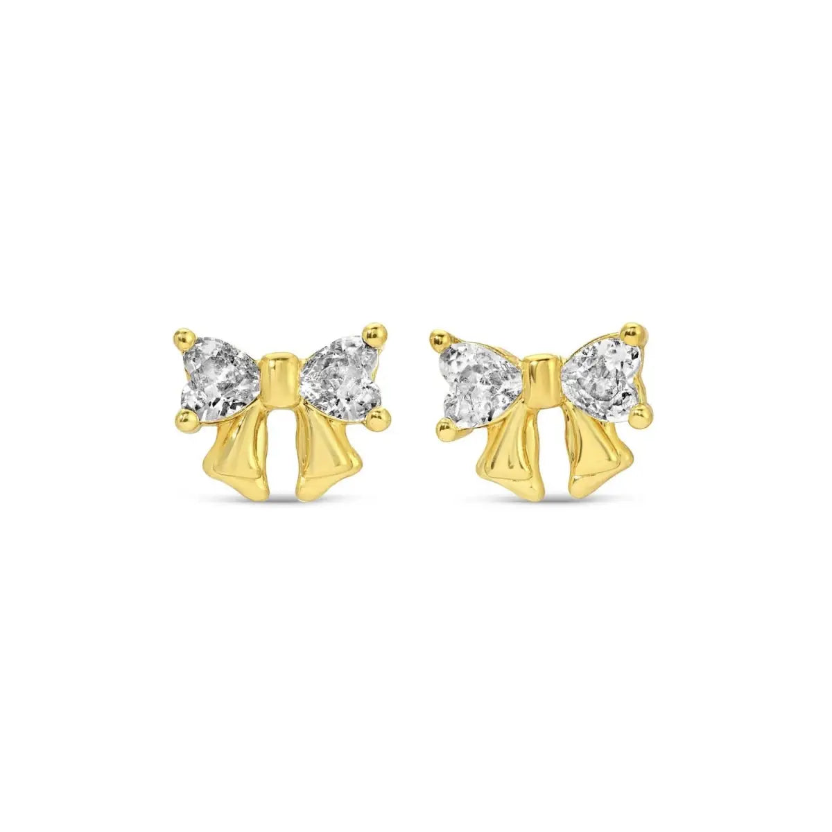 CZ Bow Stud Earrings on Velvet Gift Tag - Splendid Iris