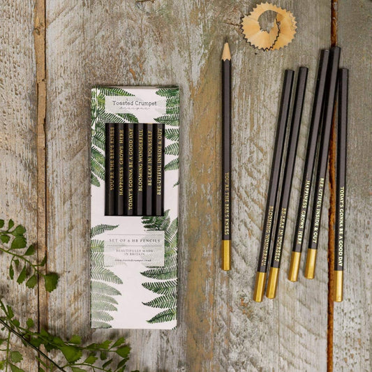 Woodland Fern Set Of 6 Pencils - Toasted Crumpet
